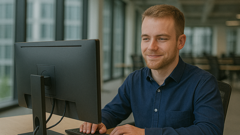studenten kijken naar een beeldscherm