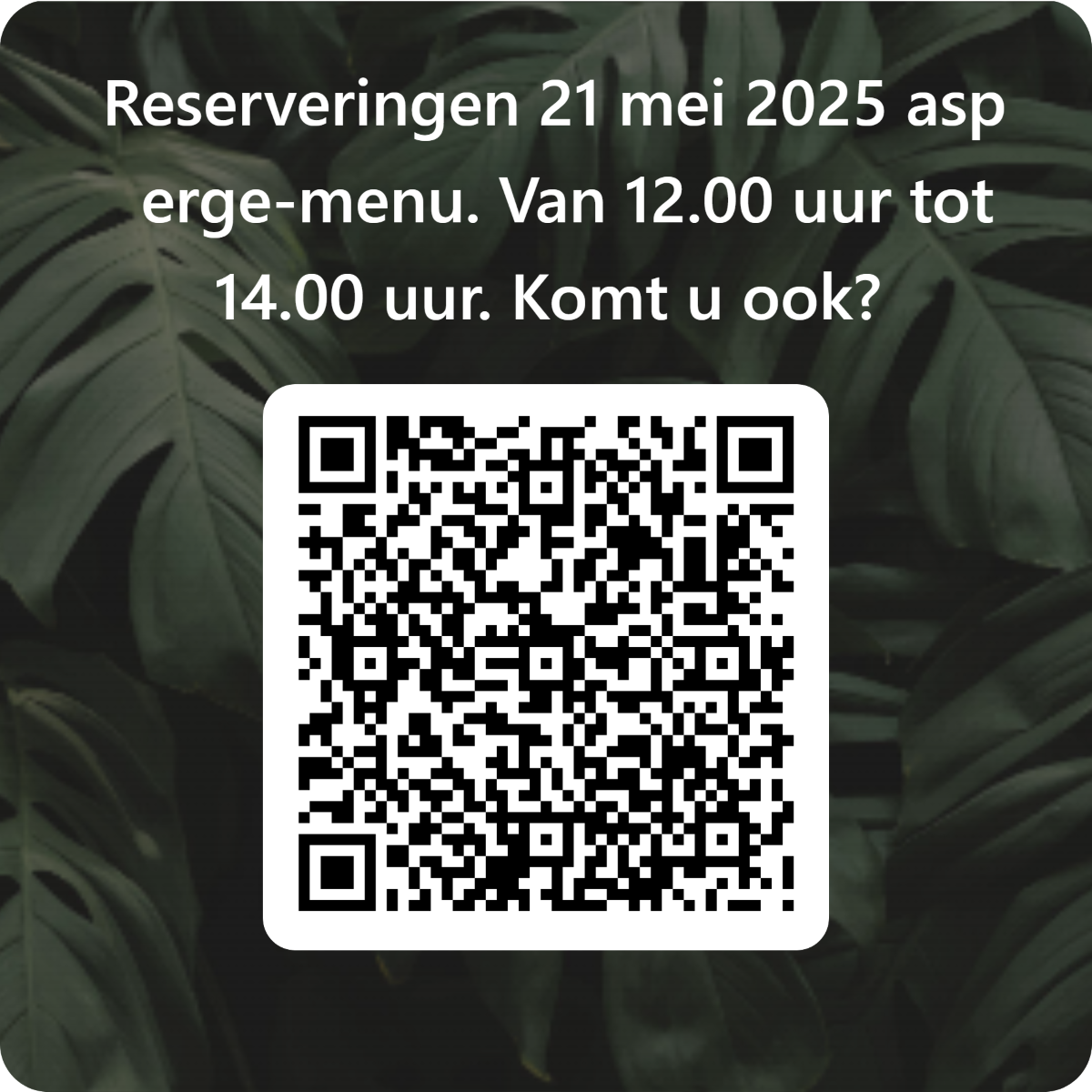 QR-code voor reserveringen asperge-menu 21 mei 2025