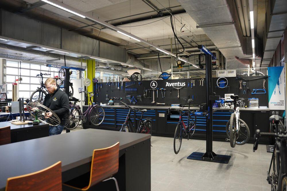 De praktijkruimte fietstechniek van Aventus in Apeldoorn